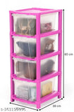 Pink plastic 4-layer drawer organizer for kids' clothing, toys, books, files, shoes, and sarees