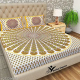 Cotton superfine ethnic motifs flat sheets, classy bedsheets ideal for summer, double queen set with 2 pillow covers, origin India