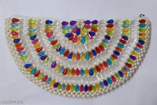 Rosy multicolor embroidered net clutch, free size canvas bag with single compartment, India-made casual trendy women's accessory