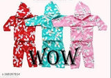 Wool winter dress set for baby boys & girls: 3 pcs print net, long sleeves, sizes 0-3M to 6-9M (India)