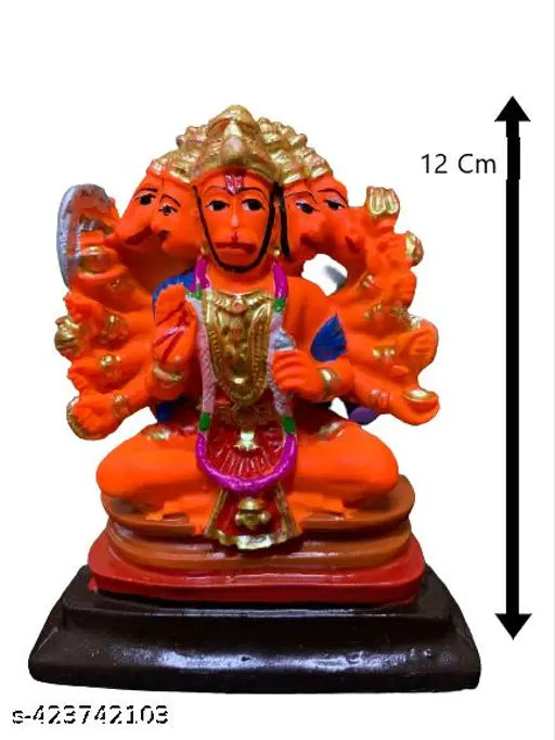 Panch mukhi Hanuman Ji blessing posture idol, Indian religious statue for dashboard home decor or temple use