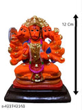 Panch mukhi Hanuman Ji blessing posture idol, Indian religious statue for dashboard home decor or temple use