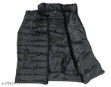 Quilted sleeveless polyester jacket for kids winter wear, available in sizes 3-4 Years, 4-5 Years, and up to 15-16 Years
