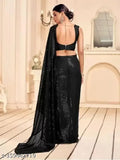 Embellished georgette saree with separate bangalore silk blouse, free size, India origin