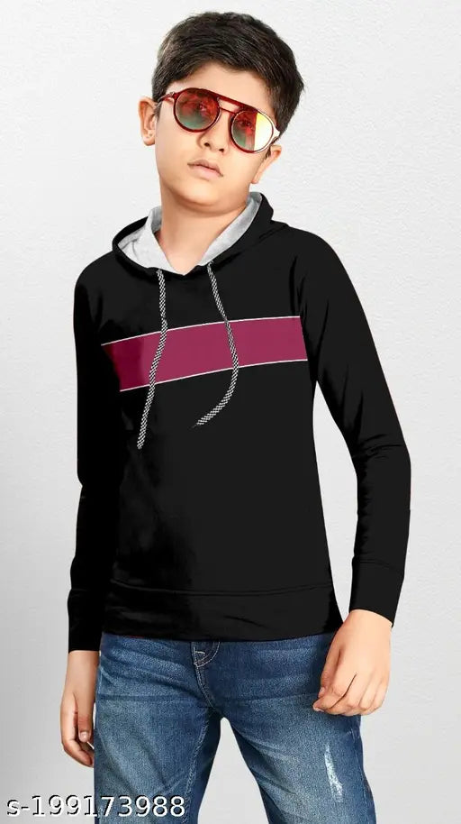 Striped cotton sweatshirt with hoodie for boys (India), size N, long sleeves