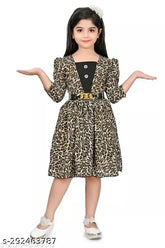Multicolor tiger print cotton dress for girls aged 5-16 years, perfect summer wear for smart and trendy outfits