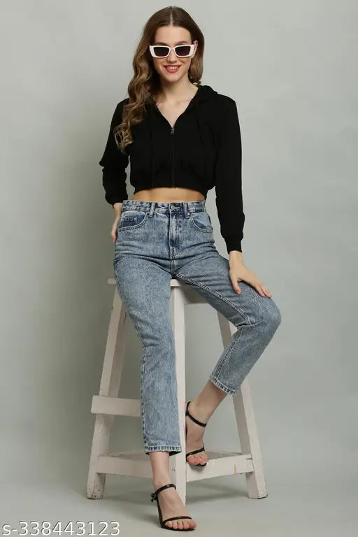 Stylish fleece winter jacket, solid color, long sleeves, size S-XXL, Indian origin