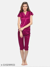 Soft satin capri night suit set for women, satin fabric, perfect for bedroom, special nights