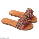 Synthetic leather and embellished net casual flats for women. Durable Flynkit upper material, slip-on design, easy wash, comfortable wear