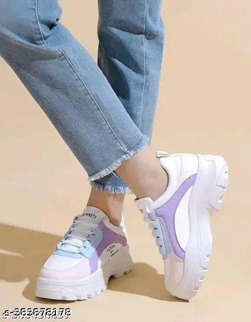 Purple colorblocked mesh and rubber Trending girls' party shoes for kids (sizes: 4-8), lace-up design with net back detail