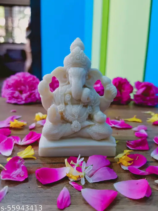 Resin Ganesh idol, 2" x 3.5" x 2", Indian Ganesh statue for car dashboard or home & office decor