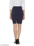 Navy Blue and Red High-Waisted Polyester Lycra Pencil Skirt Pack of 2 - Versatile, stretchy, and comfortable pencil skirt with back slit design, perfect for a variety of occasions