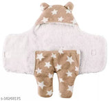 Fleece newborn combo pack: star wrapper & wearable blanket for baby boys and girls, polka net design, easy to wrap & hold