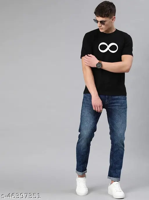 Black 100% Cotton London Crew Round Neck Half Sleeve Graphic T-Shirt, great for gym and casual wear