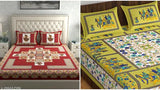 Multicolor 100% Cotton Rajasthani Jaipuri Double Bed Sheet Set (180 TC), includes 2 bedsheets and 4 pillow covers, ideal for summer and adults