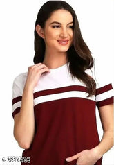 Colorblocked cotton women's short sleeved t-shirt, stylish fashion top from India