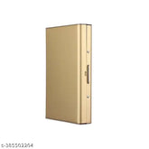Gold metal RFID blocking 8-card holder, protecting cards from unauthorized scanning and physical damage, perfect for pockets or purses
