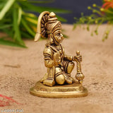Brass Hanuman Idol, 7.5cm x 10cm x 5cm, Indian religious strength showpiece figurine for home