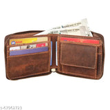 High-quality, classic leather men's wallet (14cm x 12cm), perfect for storing essential items, genuine leather, multiple card slots & full-length cash compartment, ideal for gifts, made in India