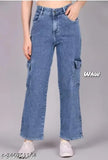 Stylish denim jeans, blue denim for women with sizes 30, 32, 34 (30in x 39in, 32in x 38in, 34in x 39in), Indian-origin