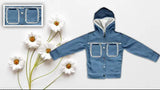 Denim fur jacket with lace, solid pattern, long sleeves for kids aged 5-7 years, India origin