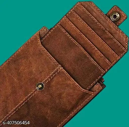 Brown genuine leather RFID wallet with 15 card slots and 2 compartments, featuring a textured pattern and premium quality craftsmanship from Roba Autentica. Classic design, long-lasting, lightweight, and made of top-grain genuine leather. May vary in color due to natural variations or lighting sources. Made in India