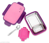 EcoSteel pink stainless steel, air-tight spill proof tiffin box with 2 containers (900ml), ideal for kids' lunches, office, school, or travel