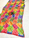 Georgette saree with unstitched blouse, printed dailywear in Bollywood style, India origin