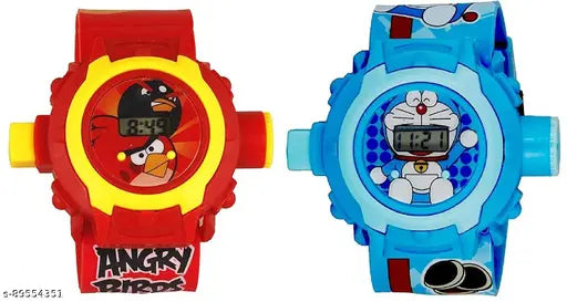 Angry Birds & Doraemon kids projector watch combo, digital display, free size, fun entertainment toy for children, made in China