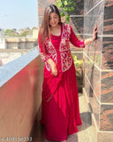 Silk party gown set with koti and dupatta, Indian designer fashion for women's formal events