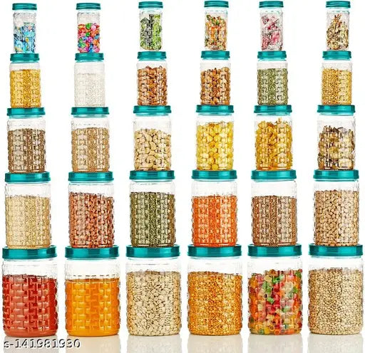 Seagreen disposable food containers combo set, airtight storage for 250ml, 300ml, 650ml, 1200ml, and 2000ml plastic kitchen containers. Ideal for grocery storage (pack of 30)