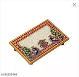 Marble Laxmi Ganesh Choki, ideal for Diwali Pooja and home/office decor, 6x4x4 inches, India origin
