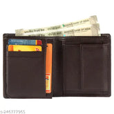 Black PU leather men's wallet, premium quality bookshape by VERMELLO. Features 2 compartments, ideal for organizing essential items