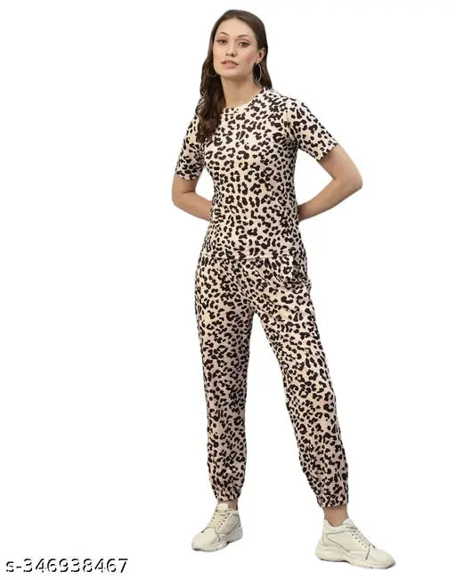 Kipzy cotton lycra tie-dye night suit set for women, printed lounge wear with short sleeves