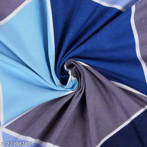 Cotton blend geometric flat bedsheets (AMB25), single size with full-size pillow cover - luxury, skin-friendly, color fade resistant