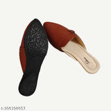 Tan PU Mule Shoes - Comfortable, fashionable women's kitten flat heel side cross mules with woven design and slip-on fastening