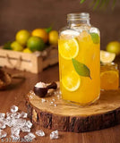 Clear, durable glass French square travel bottles (1000ml each) for home and travel - ideal for juicing, water, or smoothies