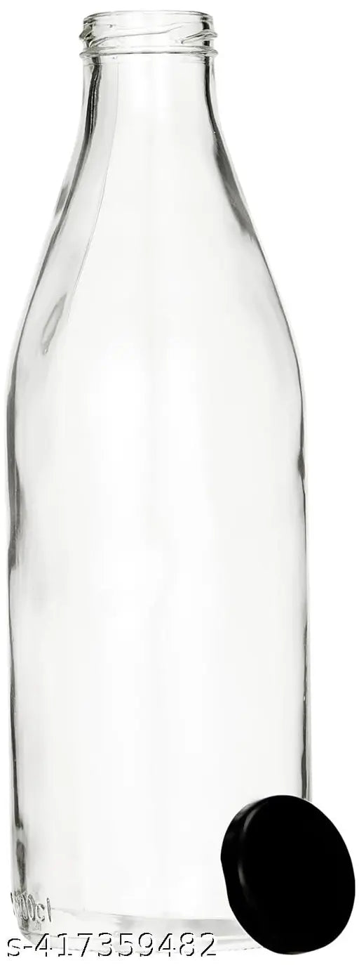 Clear glass fridge water bottles, pack of 6 for milk, juice, and all types of liquid, BIS/ISI certified, leak-proof, suitable for fridge storage
