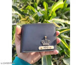 Fashionable canvas & leather men's wallet, free size (10cm x 10cm), customizable with name and charm design