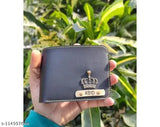 Fashionable canvas & leather men's wallet, free size (10cm x 10cm), customizable with name and charm design