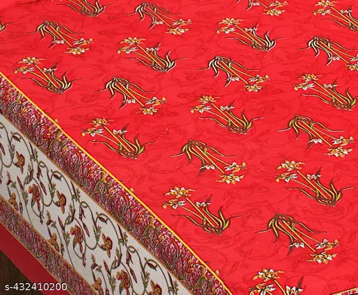 Floral cotton double bedsheet with 2 matching pillow covers, vibrant and intricately designed, adds elegance to your bedroom. Made from quality threads for a softer feel with every wash, perfect blend of hues at an affordable price. Size: 90x100 (89" queen), India origin