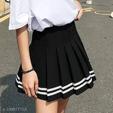 Cotton printed net pleated mini skirt for women, stylish above knee length, available in sizes 24-34 (waist 26-38in, hip 34-40in)