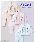 Cotton & polyester newborn night dress pack of 3 - printed design, long sleeves for babies 0-12 months