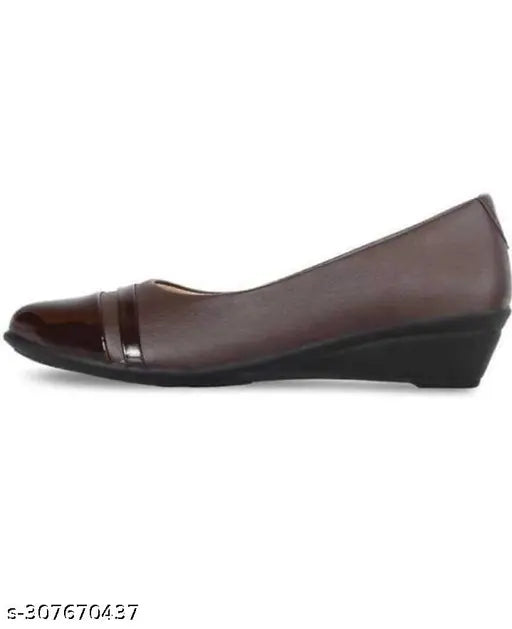 Synthetic leather brown bellies flats (Mahi & Looks) for women, solid style slip-on Ballerinas in various sizes (IND-3 to IND-9) - Made in India
