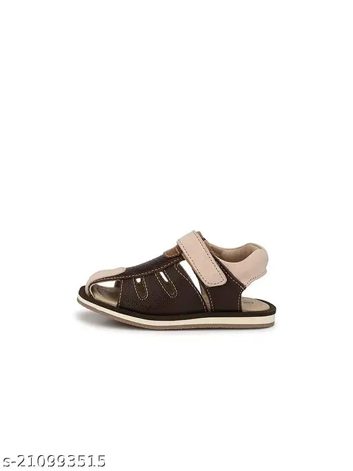 Genuine leather kids sandals for boys, coffee color - Tuskey casual floaters with Velcro fastening, durable and lightweight