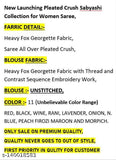 New Launching Red Georgette Pleated Crush Sabyashi Women's Saree - Fox fabric, heavy embroidery, unstitched, free size