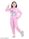 Cotton blend kids sweatshirt/hoodie with pyjama set, embroidery print, baby pink - 2-3yrs to 7-8yrs Indian origin