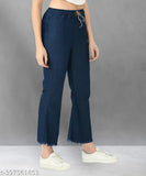High-waisted, stretchable premium dark blue denim flared joggers for women - 100% Indian made, anti-shrink fabric