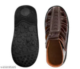 Brown synthetic leather casual sandals for kids, pair of 1 - Unisex design with velcro fastening and PVC sole, ideal for ages 9 months to 7 years
