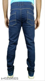 Dark blue stretchable denim jeans for men, solid pattern, Made in India